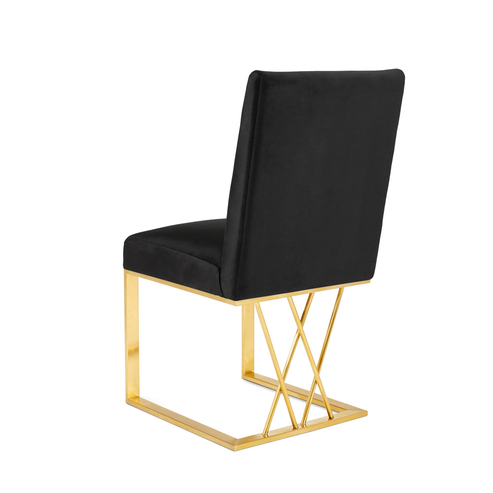 Martini Gold Dining Chair: Black Velvet